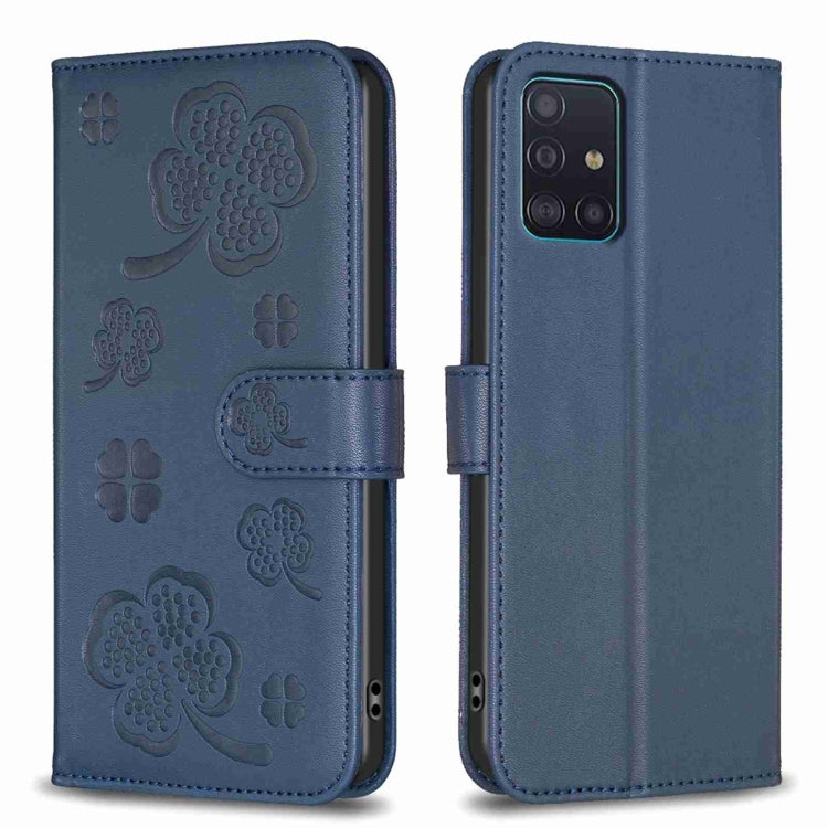Four-leaf Embossed Leather Phone Case, For Samsung Galaxy S20 Ultra, For Samsung Galaxy S20, For Samsung Galaxy S20+, For Samsung Galaxy A71 4G, For Samsung Galaxy A51 4G, For Samsung Galaxy A70, For Samsung Galaxy A40, For Samsung Galaxy A20 / A30