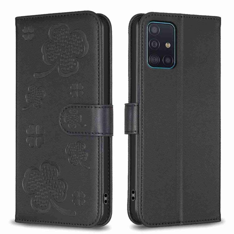 Four-leaf Embossed Leather Phone Case, For Samsung Galaxy S20 Ultra, For Samsung Galaxy S20, For Samsung Galaxy S20+, For Samsung Galaxy A71 4G, For Samsung Galaxy A51 4G, For Samsung Galaxy A70, For Samsung Galaxy A40, For Samsung Galaxy A20 / A30