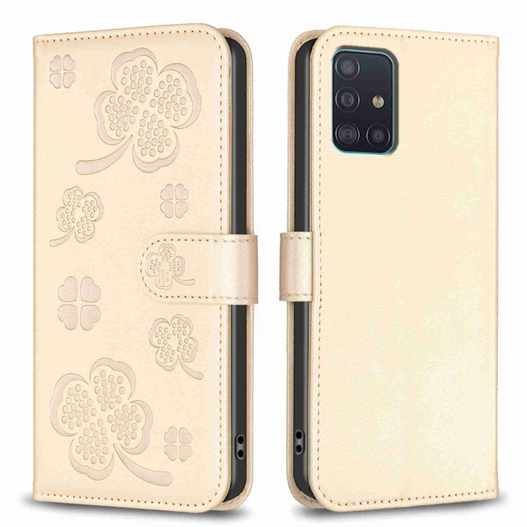 Four-leaf Embossed Leather Phone Case, For Samsung Galaxy S20 Ultra, For Samsung Galaxy S20, For Samsung Galaxy S20+, For Samsung Galaxy A71 4G, For Samsung Galaxy A51 4G, For Samsung Galaxy A70, For Samsung Galaxy A40, For Samsung Galaxy A20 / A30