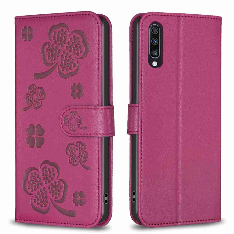 Four-leaf Embossed Leather Phone Case, For Samsung Galaxy S20 Ultra, For Samsung Galaxy S20, For Samsung Galaxy S20+, For Samsung Galaxy A71 4G, For Samsung Galaxy A51 4G, For Samsung Galaxy A70, For Samsung Galaxy A40, For Samsung Galaxy A20 / A30