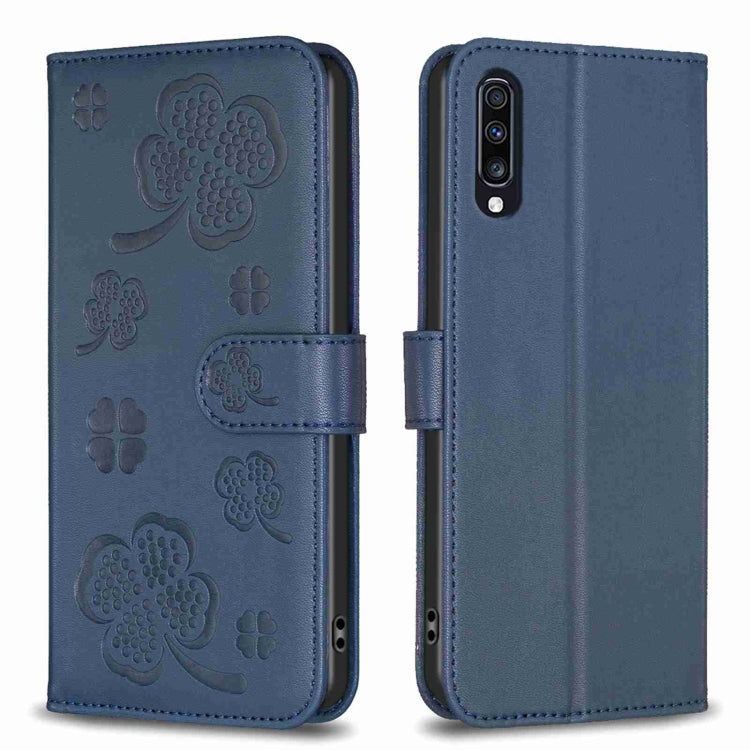 Four-leaf Embossed Leather Phone Case, For Samsung Galaxy S20 Ultra, For Samsung Galaxy S20, For Samsung Galaxy S20+, For Samsung Galaxy A71 4G, For Samsung Galaxy A51 4G, For Samsung Galaxy A70, For Samsung Galaxy A40, For Samsung Galaxy A20 / A30