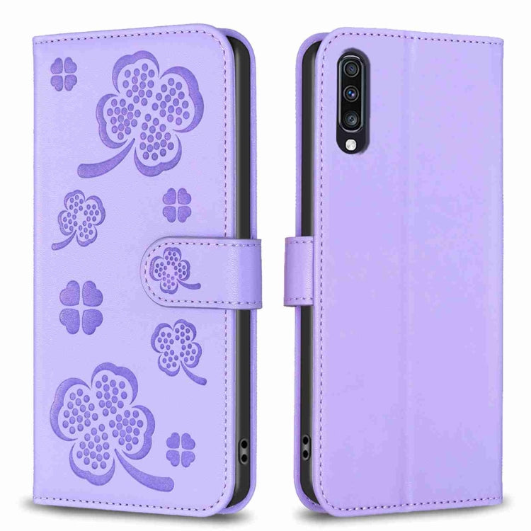 Four-leaf Embossed Leather Phone Case, For Samsung Galaxy S20 Ultra, For Samsung Galaxy S20, For Samsung Galaxy S20+, For Samsung Galaxy A71 4G, For Samsung Galaxy A51 4G, For Samsung Galaxy A70, For Samsung Galaxy A40, For Samsung Galaxy A20 / A30