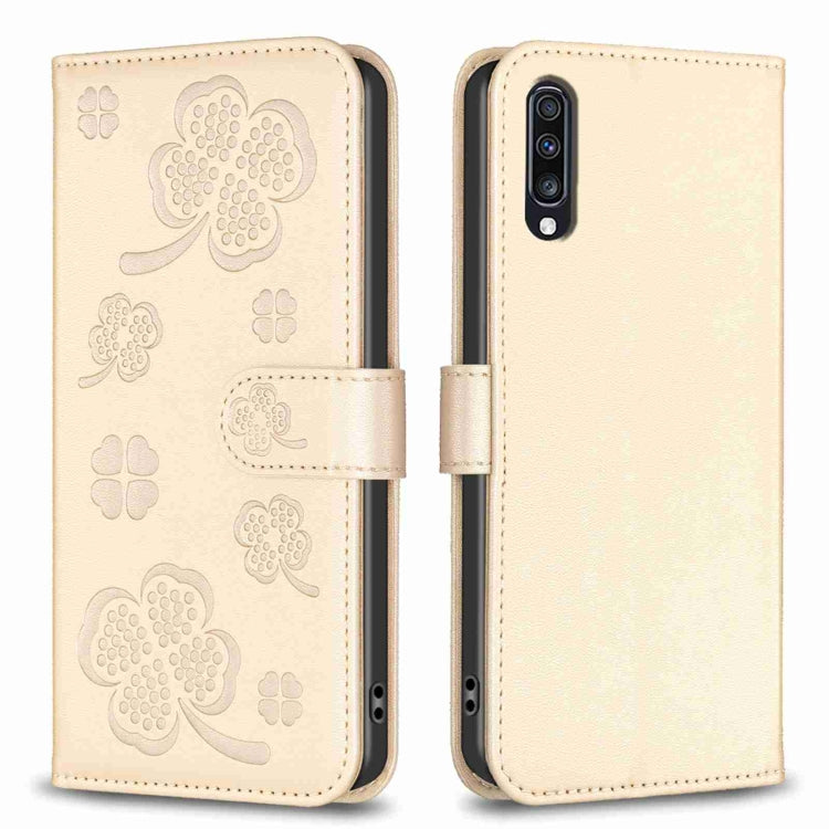 Four-leaf Embossed Leather Phone Case, For Samsung Galaxy S20 Ultra, For Samsung Galaxy S20, For Samsung Galaxy S20+, For Samsung Galaxy A71 4G, For Samsung Galaxy A51 4G, For Samsung Galaxy A70, For Samsung Galaxy A40, For Samsung Galaxy A20 / A30