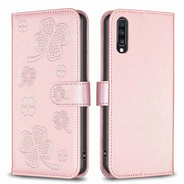 Four-leaf Embossed Leather Phone Case, For Samsung Galaxy S20 Ultra, For Samsung Galaxy S20, For Samsung Galaxy S20+, For Samsung Galaxy A71 4G, For Samsung Galaxy A51 4G, For Samsung Galaxy A70, For Samsung Galaxy A40, For Samsung Galaxy A20 / A30