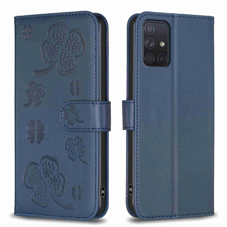 Four-leaf Embossed Leather Phone Case, For Samsung Galaxy S20 Ultra, For Samsung Galaxy S20, For Samsung Galaxy S20+, For Samsung Galaxy A71 4G, For Samsung Galaxy A51 4G, For Samsung Galaxy A70, For Samsung Galaxy A40, For Samsung Galaxy A20 / A30