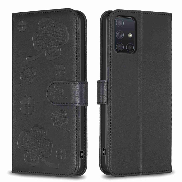 Four-leaf Embossed Leather Phone Case, For Samsung Galaxy S20 Ultra, For Samsung Galaxy S20, For Samsung Galaxy S20+, For Samsung Galaxy A71 4G, For Samsung Galaxy A51 4G, For Samsung Galaxy A70, For Samsung Galaxy A40, For Samsung Galaxy A20 / A30
