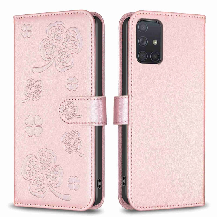 Four-leaf Embossed Leather Phone Case, For Samsung Galaxy S20 Ultra, For Samsung Galaxy S20, For Samsung Galaxy S20+, For Samsung Galaxy A71 4G, For Samsung Galaxy A51 4G, For Samsung Galaxy A70, For Samsung Galaxy A40, For Samsung Galaxy A20 / A30
