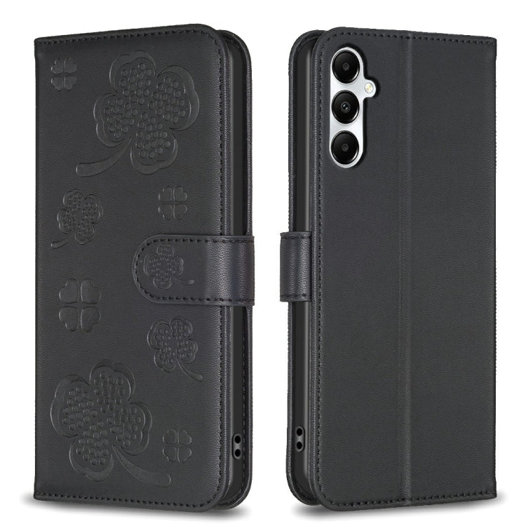 Four-leaf Embossed Leather Phone Case, For Samsung Galaxy A35, For Samsung Galaxy A55, For Samsung Galaxy S24 Ultra 5G, For Samsung Galaxy S24+ 5G, For Samsung Galaxy S24 5G, For Samsung Galaxy A15, For Samsung Galaxy A05, For Samsung Galaxy A05s