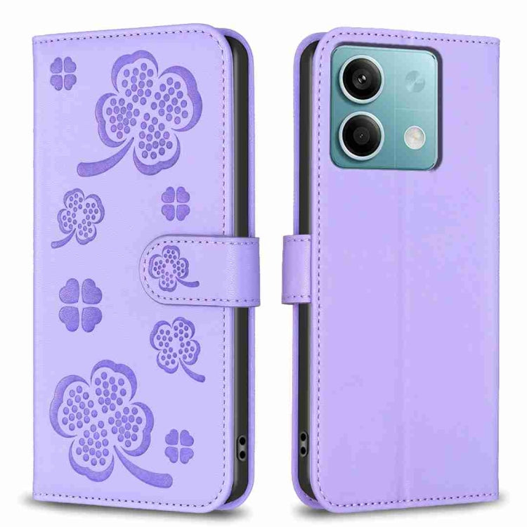 Four-leaf Embossed Leather Phone Case, For Xiaomi Poco M6 4G / Redmi 13 4G, For Xiaomi Redmi A3, For Xiaomi Redmi Note 13 Pro 4G Global, For Xiaomi Redmi Note 13 4G Global, For Xiaomi Redmi Note 13, For Xiaomi Redmi 13C, For Xiaomi Redmi Note 13 Pro+ 5...