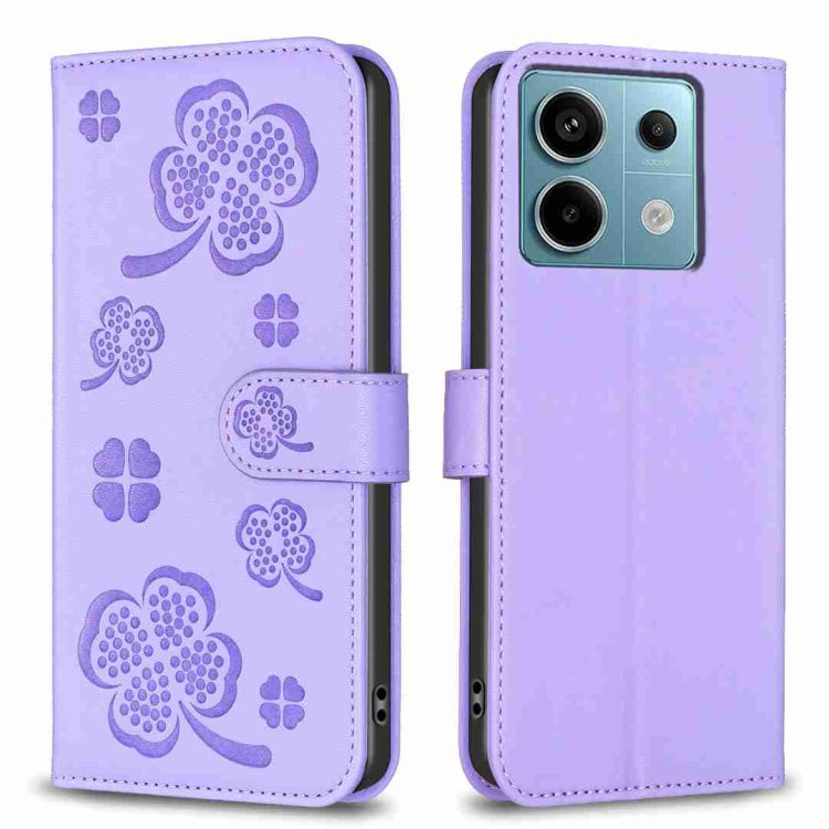 Four-leaf Embossed Leather Phone Case, For Xiaomi Poco M6 4G / Redmi 13 4G, For Xiaomi Redmi A3, For Xiaomi Redmi Note 13 Pro 4G Global, For Xiaomi Redmi Note 13 4G Global, For Xiaomi Redmi Note 13, For Xiaomi Redmi 13C, For Xiaomi Redmi Note 13 Pro+ 5...