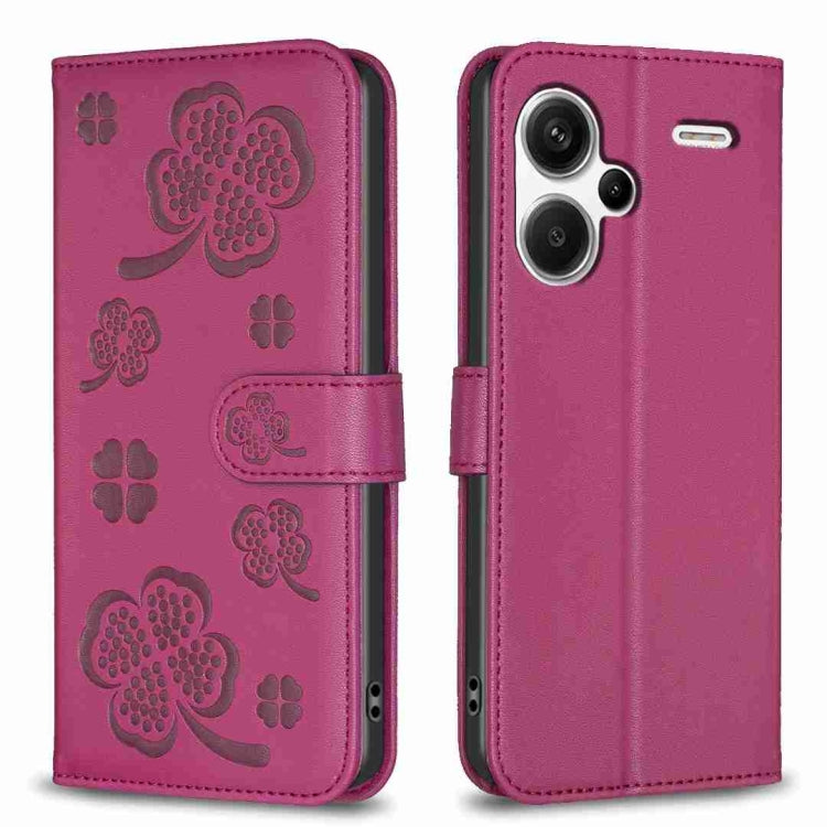 Four-leaf Embossed Leather Phone Case, For Xiaomi Poco M6 4G / Redmi 13 4G, For Xiaomi Redmi A3, For Xiaomi Redmi Note 13 Pro 4G Global, For Xiaomi Redmi Note 13 4G Global, For Xiaomi Redmi Note 13, For Xiaomi Redmi 13C, For Xiaomi Redmi Note 13 Pro+ 5...