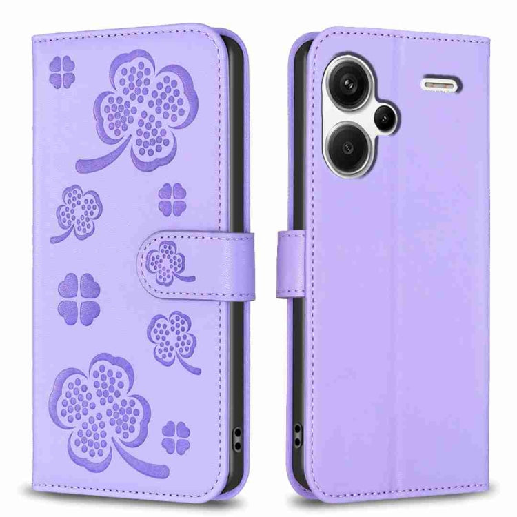 Four-leaf Embossed Leather Phone Case, For Xiaomi Poco M6 4G / Redmi 13 4G, For Xiaomi Redmi A3, For Xiaomi Redmi Note 13 Pro 4G Global, For Xiaomi Redmi Note 13 4G Global, For Xiaomi Redmi Note 13, For Xiaomi Redmi 13C, For Xiaomi Redmi Note 13 Pro+ 5...
