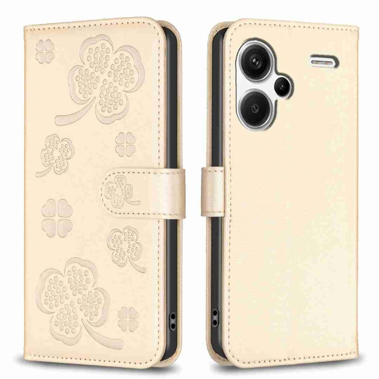 Four-leaf Embossed Leather Phone Case, For Xiaomi Poco M6 4G / Redmi 13 4G, For Xiaomi Redmi A3, For Xiaomi Redmi Note 13 Pro 4G Global, For Xiaomi Redmi Note 13 4G Global, For Xiaomi Redmi Note 13, For Xiaomi Redmi 13C, For Xiaomi Redmi Note 13 Pro+ 5...