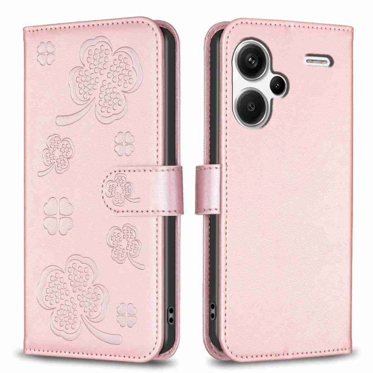 Four-leaf Embossed Leather Phone Case, For Xiaomi Poco M6 4G / Redmi 13 4G, For Xiaomi Redmi A3, For Xiaomi Redmi Note 13 Pro 4G Global, For Xiaomi Redmi Note 13 4G Global, For Xiaomi Redmi Note 13, For Xiaomi Redmi 13C, For Xiaomi Redmi Note 13 Pro+ 5...