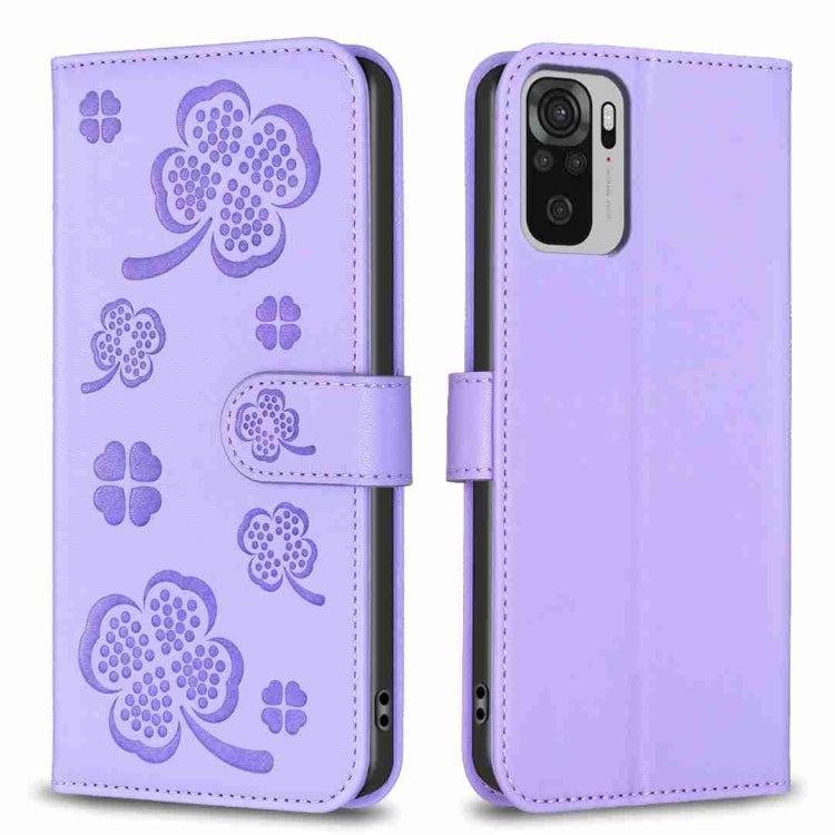 Four-leaf Embossed Leather Phone Case, For Xiaomi Mi 11 Lite, For Xiaomi Redmi Note 10 4G / 10S, For Xiaomi Redmi Note 10 Pro, For Xiaomi Poco M3, For Xiaomi Redmi K30S, For Xiaomi Mi 10T Lite, For Xiaomi Poco X3, For Xiaomi Redmi 9A