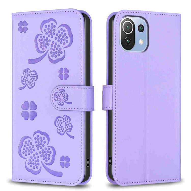Four-leaf Embossed Leather Phone Case, For Xiaomi Mi 11 Lite, For Xiaomi Redmi Note 10 4G / 10S, For Xiaomi Redmi Note 10 Pro, For Xiaomi Poco M3, For Xiaomi Redmi K30S, For Xiaomi Mi 10T Lite, For Xiaomi Poco X3, For Xiaomi Redmi 9A