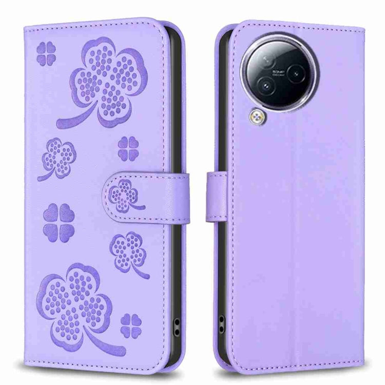 Four-leaf Embossed Leather Phone Case, For Xiaomi 13T, For Xiaomi Redmi 12 4G, For Xiaomi Poco F5 5G, For Xiaomi Redmi Note 11 / 12S 4G, For Xiaomi 13 Ultra, For Xiaomi Redmi Note 12 4G Global, For Xiaomi Civi 3 5G, For Xiaomi Redmi A1+ / A2