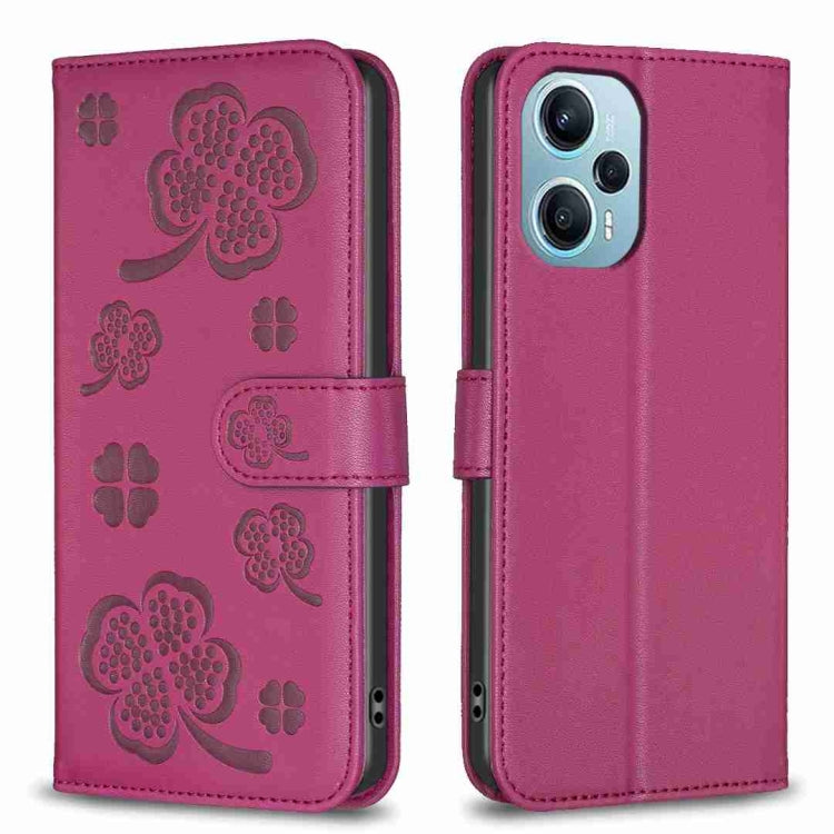 Four-leaf Embossed Leather Phone Case, For Xiaomi 13T, For Xiaomi Redmi 12 4G, For Xiaomi Poco F5 5G, For Xiaomi Redmi Note 11 / 12S 4G, For Xiaomi 13 Ultra, For Xiaomi Redmi Note 12 4G Global, For Xiaomi Civi 3 5G, For Xiaomi Redmi A1+ / A2