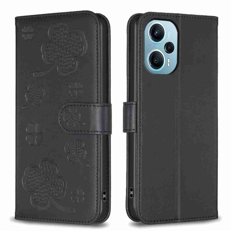 Four-leaf Embossed Leather Phone Case, For Xiaomi 13T, For Xiaomi Redmi 12 4G, For Xiaomi Poco F5 5G, For Xiaomi Redmi Note 11 / 12S 4G, For Xiaomi 13 Ultra, For Xiaomi Redmi Note 12 4G Global, For Xiaomi Civi 3 5G, For Xiaomi Redmi A1+ / A2