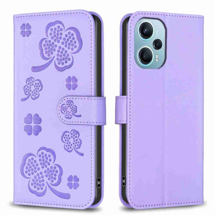 Four-leaf Embossed Leather Phone Case, For Xiaomi 13T, For Xiaomi Redmi 12 4G, For Xiaomi Poco F5 5G, For Xiaomi Redmi Note 11 / 12S 4G, For Xiaomi 13 Ultra, For Xiaomi Redmi Note 12 4G Global, For Xiaomi Civi 3 5G, For Xiaomi Redmi A1+ / A2