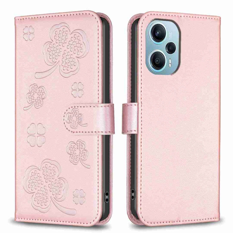 Four-leaf Embossed Leather Phone Case, For Xiaomi 13T, For Xiaomi Redmi 12 4G, For Xiaomi Poco F5 5G, For Xiaomi Redmi Note 11 / 12S 4G, For Xiaomi 13 Ultra, For Xiaomi Redmi Note 12 4G Global, For Xiaomi Civi 3 5G, For Xiaomi Redmi A1+ / A2
