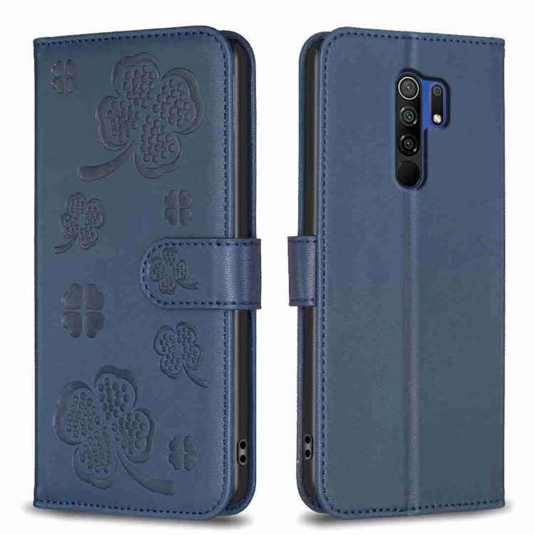 Four-leaf Embossed Leather Phone Case, For Xiaomi Redmi 9, For Xiaomi Redmi Note 9, For Xiaomi Redmi Note 9 Pro Max, For Xiaomi Redmi Note 8T, For Xiaomi Redmi Note 8, For Xiaomi Redmi Note 8 Pro