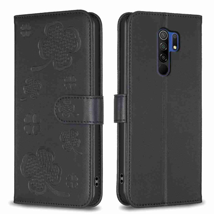 Four-leaf Embossed Leather Phone Case, For Xiaomi Redmi 9, For Xiaomi Redmi Note 9, For Xiaomi Redmi Note 9 Pro Max, For Xiaomi Redmi Note 8T, For Xiaomi Redmi Note 8, For Xiaomi Redmi Note 8 Pro