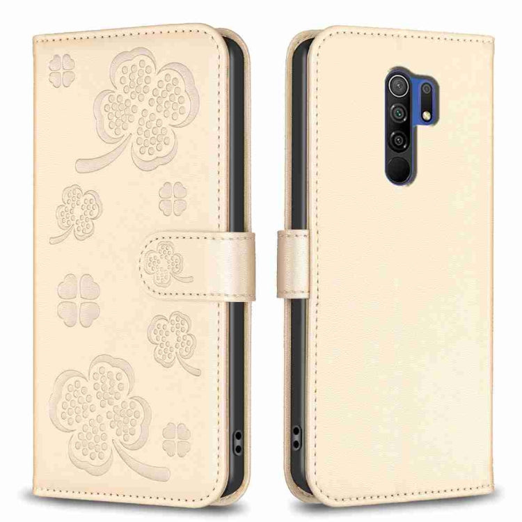 Four-leaf Embossed Leather Phone Case, For Xiaomi Redmi 9, For Xiaomi Redmi Note 9, For Xiaomi Redmi Note 9 Pro Max, For Xiaomi Redmi Note 8T, For Xiaomi Redmi Note 8, For Xiaomi Redmi Note 8 Pro