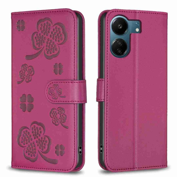 Four-leaf Embossed Leather Phone Case, For Xiaomi Poco M6 4G / Redmi 13 4G, For Xiaomi Redmi A3, For Xiaomi Redmi Note 13 Pro 4G Global, For Xiaomi Redmi Note 13 4G Global, For Xiaomi Redmi Note 13, For Xiaomi Redmi 13C, For Xiaomi Redmi Note 13 Pro+ 5...