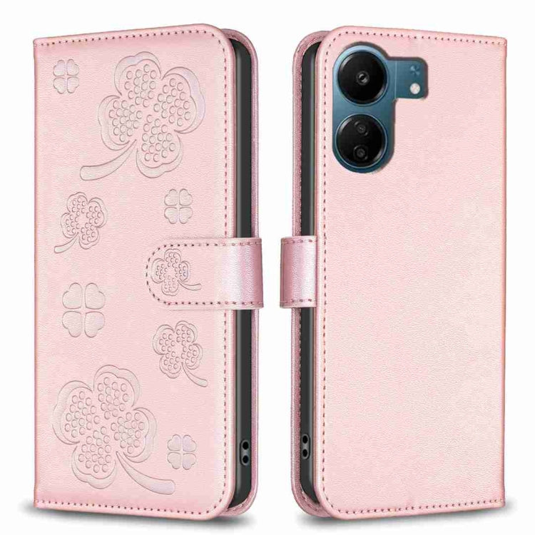 Four-leaf Embossed Leather Phone Case, For Xiaomi Poco M6 4G / Redmi 13 4G, For Xiaomi Redmi A3, For Xiaomi Redmi Note 13 Pro 4G Global, For Xiaomi Redmi Note 13 4G Global, For Xiaomi Redmi Note 13, For Xiaomi Redmi 13C, For Xiaomi Redmi Note 13 Pro+ 5...