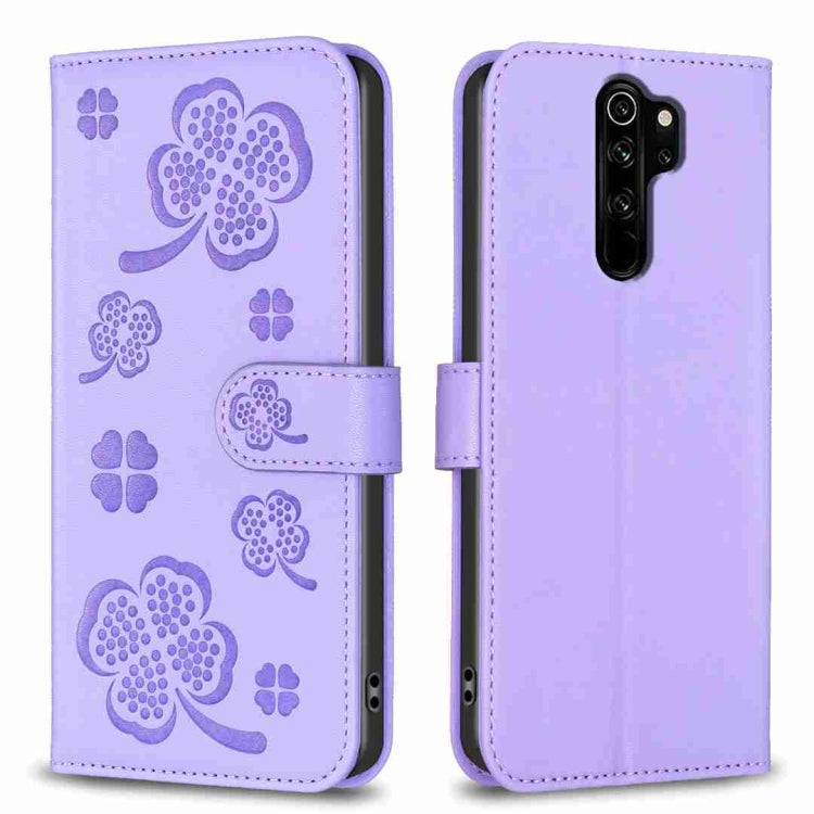 Four-leaf Embossed Leather Phone Case, For Xiaomi Redmi 9, For Xiaomi Redmi Note 9, For Xiaomi Redmi Note 9 Pro Max, For Xiaomi Redmi Note 8T, For Xiaomi Redmi Note 8, For Xiaomi Redmi Note 8 Pro
