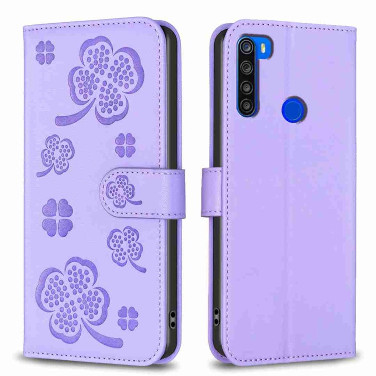Four-leaf Embossed Leather Phone Case, For Xiaomi Redmi 9, For Xiaomi Redmi Note 9, For Xiaomi Redmi Note 9 Pro Max, For Xiaomi Redmi Note 8T, For Xiaomi Redmi Note 8, For Xiaomi Redmi Note 8 Pro