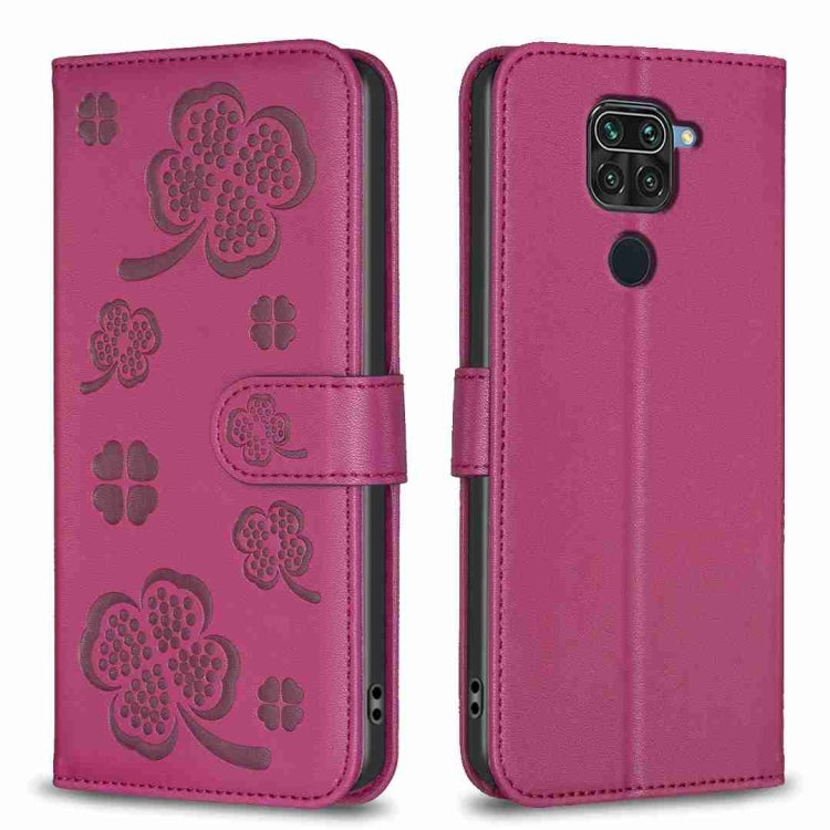 Four-leaf Embossed Leather Phone Case, For Xiaomi Redmi 9, For Xiaomi Redmi Note 9, For Xiaomi Redmi Note 9 Pro Max, For Xiaomi Redmi Note 8T, For Xiaomi Redmi Note 8, For Xiaomi Redmi Note 8 Pro