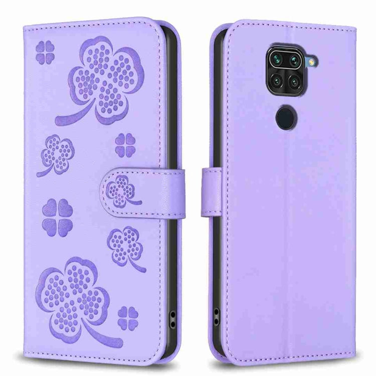 Four-leaf Embossed Leather Phone Case, For Xiaomi Redmi 9, For Xiaomi Redmi Note 9, For Xiaomi Redmi Note 9 Pro Max, For Xiaomi Redmi Note 8T, For Xiaomi Redmi Note 8, For Xiaomi Redmi Note 8 Pro