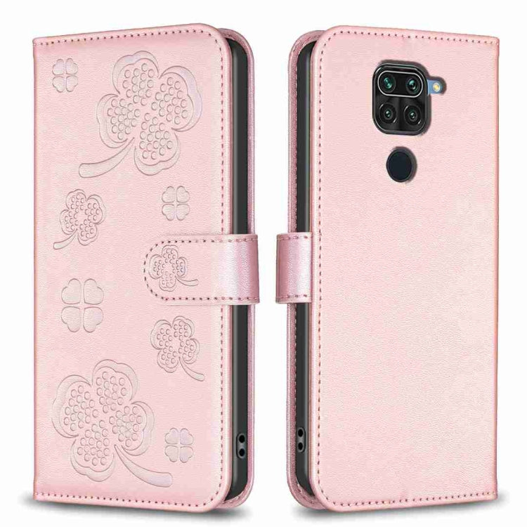 Four-leaf Embossed Leather Phone Case, For Xiaomi Redmi 9, For Xiaomi Redmi Note 9, For Xiaomi Redmi Note 9 Pro Max, For Xiaomi Redmi Note 8T, For Xiaomi Redmi Note 8, For Xiaomi Redmi Note 8 Pro