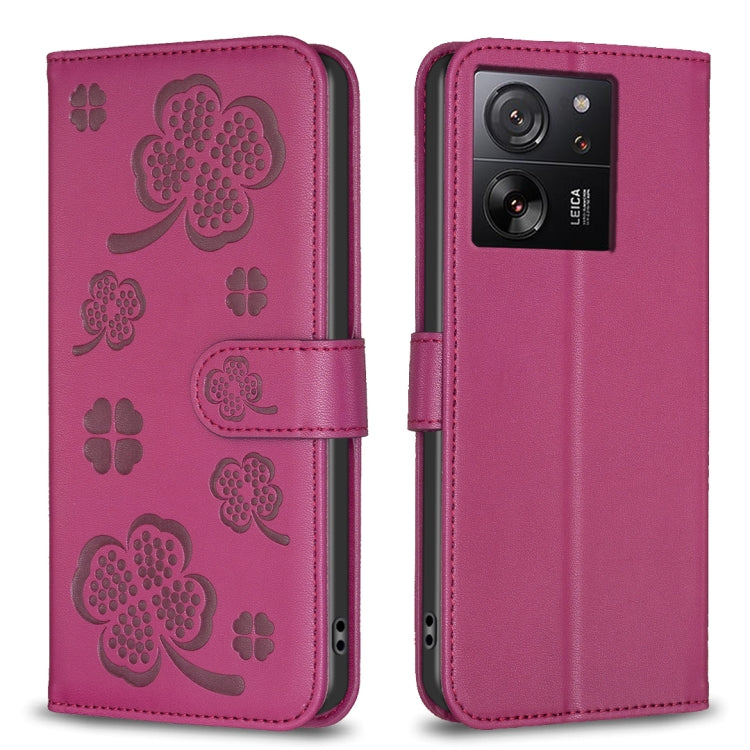 Four-leaf Embossed Leather Phone Case, For Xiaomi 13T, For Xiaomi Redmi 12 4G, For Xiaomi Poco F5 5G, For Xiaomi Redmi Note 11 / 12S 4G, For Xiaomi 13 Ultra, For Xiaomi Redmi Note 12 4G Global, For Xiaomi Civi 3 5G, For Xiaomi Redmi A1+ / A2