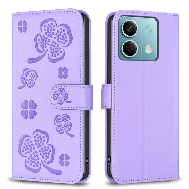 Four-leaf Embossed Leather Phone Case, For Xiaomi Poco M6 4G / Redmi 13 4G, For Xiaomi Redmi A3, For Xiaomi Redmi Note 13 Pro 4G Global, For Xiaomi Redmi Note 13 4G Global, For Xiaomi Redmi Note 13, For Xiaomi Redmi 13C, For Xiaomi Redmi Note 13 Pro+ 5...