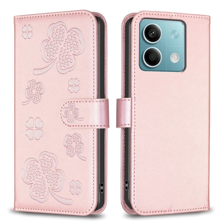 Four-leaf Embossed Leather Phone Case, For Xiaomi Poco M6 4G / Redmi 13 4G, For Xiaomi Redmi A3, For Xiaomi Redmi Note 13 Pro 4G Global, For Xiaomi Redmi Note 13 4G Global, For Xiaomi Redmi Note 13, For Xiaomi Redmi 13C, For Xiaomi Redmi Note 13 Pro+ 5...