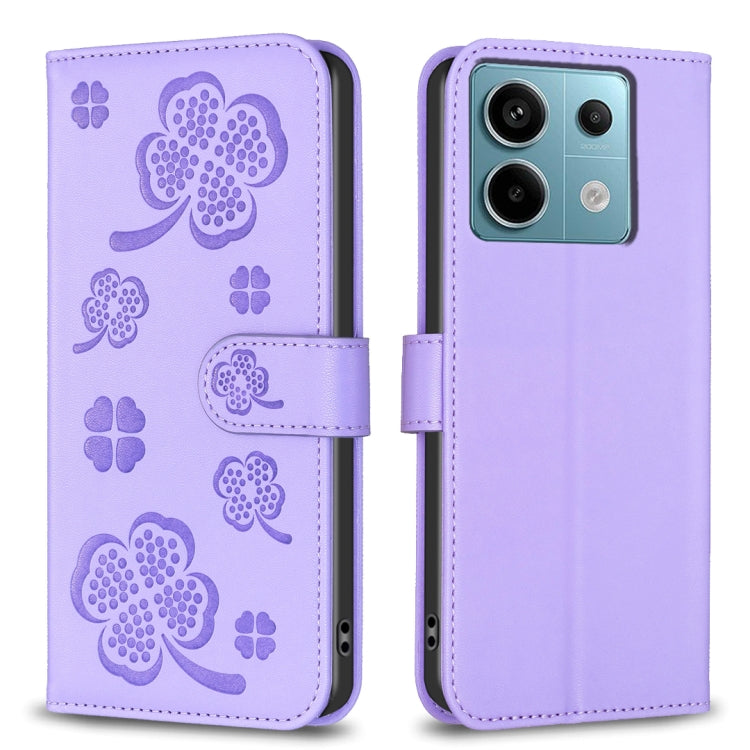 Four-leaf Embossed Leather Phone Case, For Xiaomi Poco M6 4G / Redmi 13 4G, For Xiaomi Redmi A3, For Xiaomi Redmi Note 13 Pro 4G Global, For Xiaomi Redmi Note 13 4G Global, For Xiaomi Redmi Note 13, For Xiaomi Redmi 13C, For Xiaomi Redmi Note 13 Pro+ 5...
