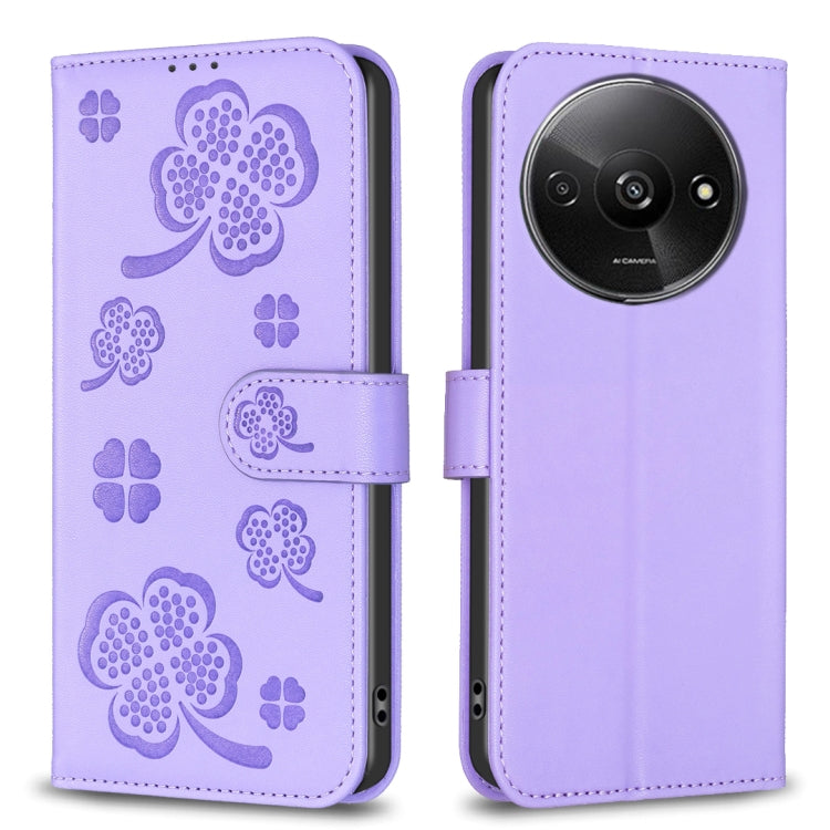 Four-leaf Embossed Leather Phone Case, For Xiaomi Poco M6 4G / Redmi 13 4G, For Xiaomi Redmi A3, For Xiaomi Redmi Note 13 Pro 4G Global, For Xiaomi Redmi Note 13 4G Global, For Xiaomi Redmi Note 13, For Xiaomi Redmi 13C, For Xiaomi Redmi Note 13 Pro+ 5...