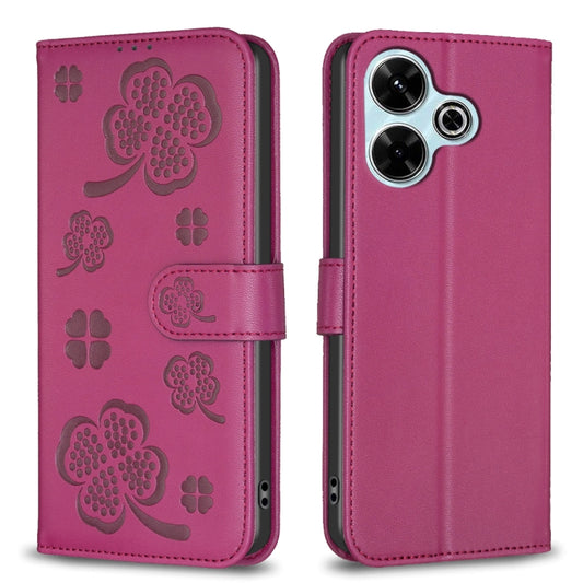 Four-leaf Embossed Leather Phone Case, For Xiaomi Poco M6 4G / Redmi 13 4G, For Xiaomi Redmi A3, For Xiaomi Redmi Note 13 Pro 4G Global, For Xiaomi Redmi Note 13 4G Global, For Xiaomi Redmi Note 13, For Xiaomi Redmi 13C, For Xiaomi Redmi Note 13 Pro+ 5...