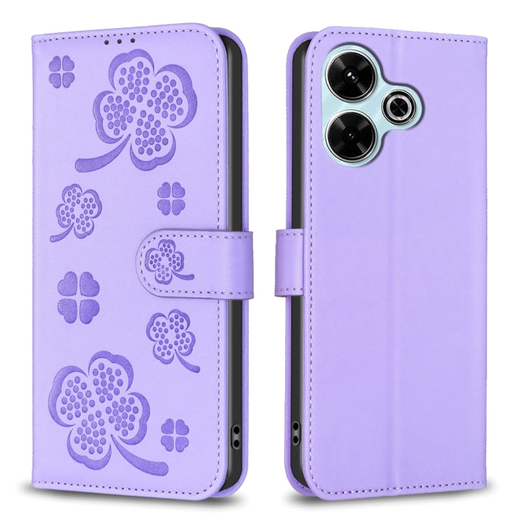 Four-leaf Embossed Leather Phone Case, For Xiaomi Poco M6 4G / Redmi 13 4G, For Xiaomi Redmi A3, For Xiaomi Redmi Note 13 Pro 4G Global, For Xiaomi Redmi Note 13 4G Global, For Xiaomi Redmi Note 13, For Xiaomi Redmi 13C, For Xiaomi Redmi Note 13 Pro+ 5...