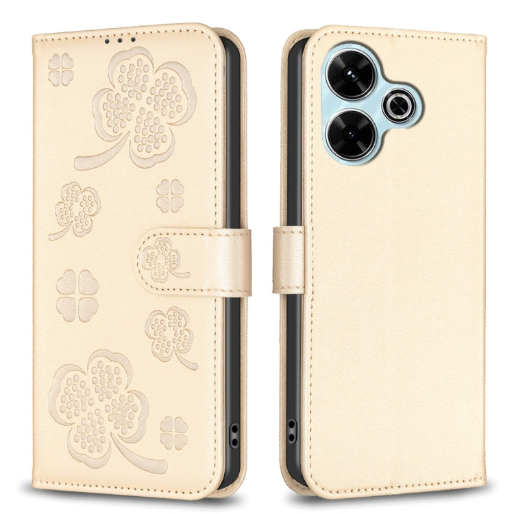 Four-leaf Embossed Leather Phone Case, For Xiaomi Poco M6 4G / Redmi 13 4G, For Xiaomi Redmi A3, For Xiaomi Redmi Note 13 Pro 4G Global, For Xiaomi Redmi Note 13 4G Global, For Xiaomi Redmi Note 13, For Xiaomi Redmi 13C, For Xiaomi Redmi Note 13 Pro+ 5...