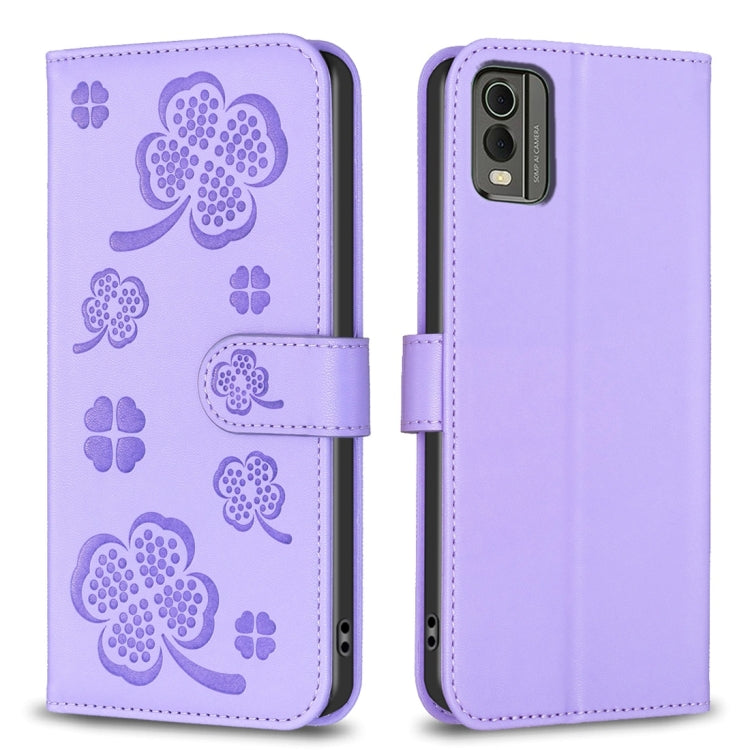 Four-leaf Embossed Leather Phone Case, For Nokia G42 / G310, For Nokia C22, For Nokia C12, For Nokia G22, For Nokia C32, For Nokia G11 / G21