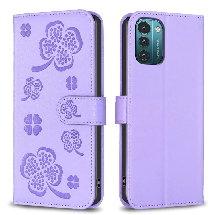 Four-leaf Embossed Leather Phone Case, For Nokia G42 / G310, For Nokia C22, For Nokia C12, For Nokia G22, For Nokia C32, For Nokia G11 / G21