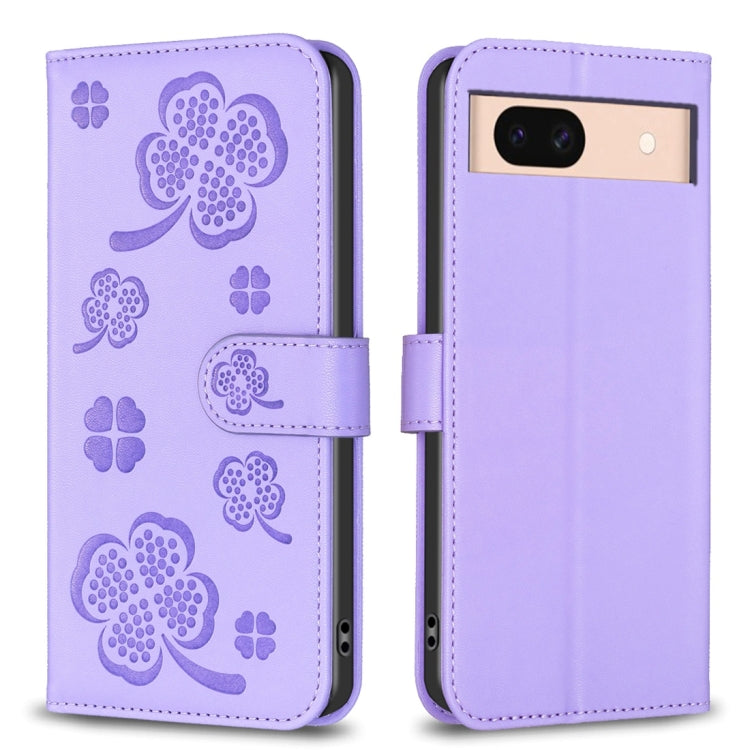Four-leaf Embossed Leather Phone Case, For Google Pixel 11 / 11 Pro, For Google Pixel 8a, For Google Pixel 8 Pro, For Google Pixel 8, For Google Pixel 7a, For Google Pixel 7 Pro, For Google Pixel 7