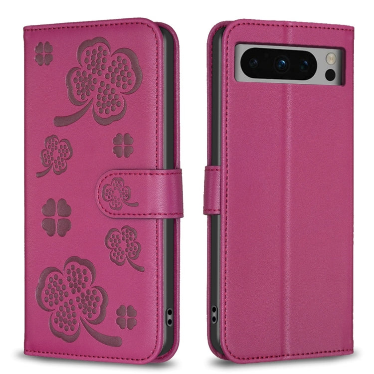 Four-leaf Embossed Leather Phone Case, For Google Pixel 11 / 11 Pro, For Google Pixel 8a, For Google Pixel 8 Pro, For Google Pixel 8, For Google Pixel 7a, For Google Pixel 7 Pro, For Google Pixel 7