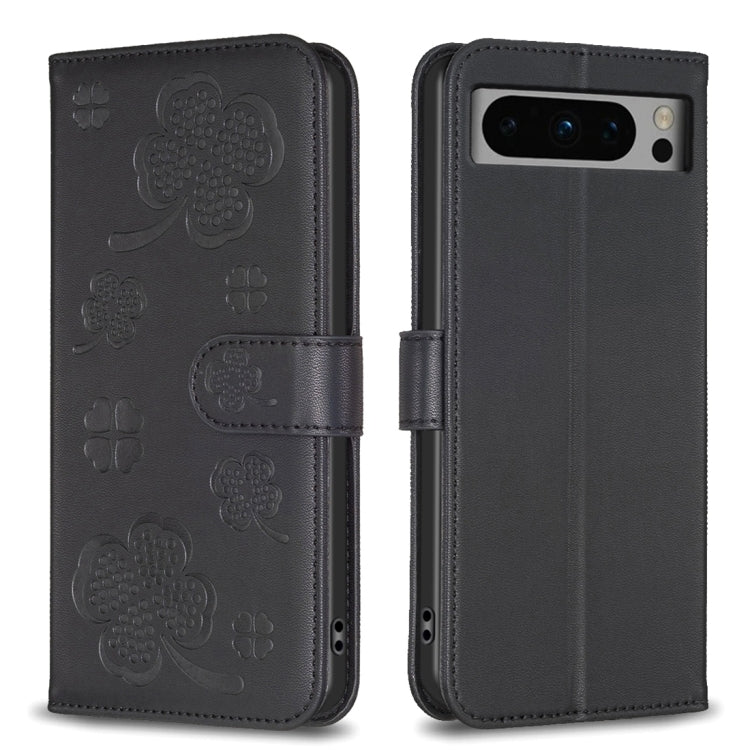 Four-leaf Embossed Leather Phone Case, For Google Pixel 11 / 11 Pro, For Google Pixel 8a, For Google Pixel 8 Pro, For Google Pixel 8, For Google Pixel 7a, For Google Pixel 7 Pro, For Google Pixel 7