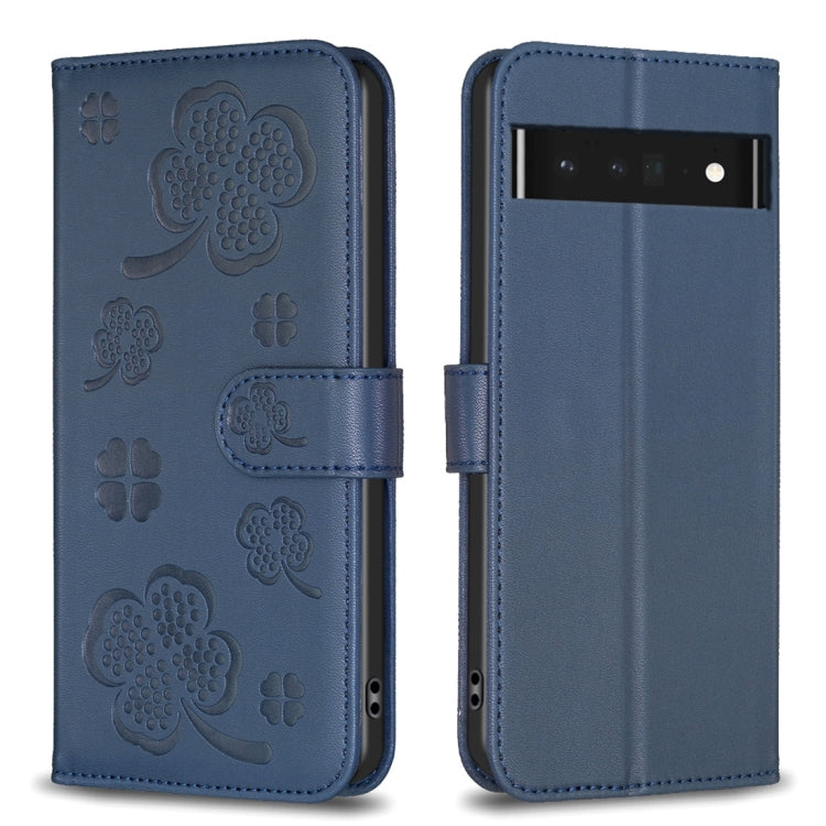 Four-leaf Embossed Leather Phone Case, For Google Pixel 11 / 11 Pro, For Google Pixel 8a, For Google Pixel 8 Pro, For Google Pixel 8, For Google Pixel 7a, For Google Pixel 7 Pro, For Google Pixel 7