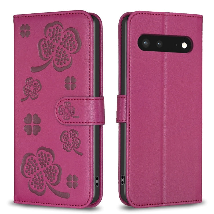 Four-leaf Embossed Leather Phone Case, For Google Pixel 11 / 11 Pro, For Google Pixel 8a, For Google Pixel 8 Pro, For Google Pixel 8, For Google Pixel 7a, For Google Pixel 7 Pro, For Google Pixel 7